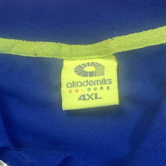 Mens Akademiks shirt royal blue/neon green, size 4XL, gently worn. - Picture 4 of 5